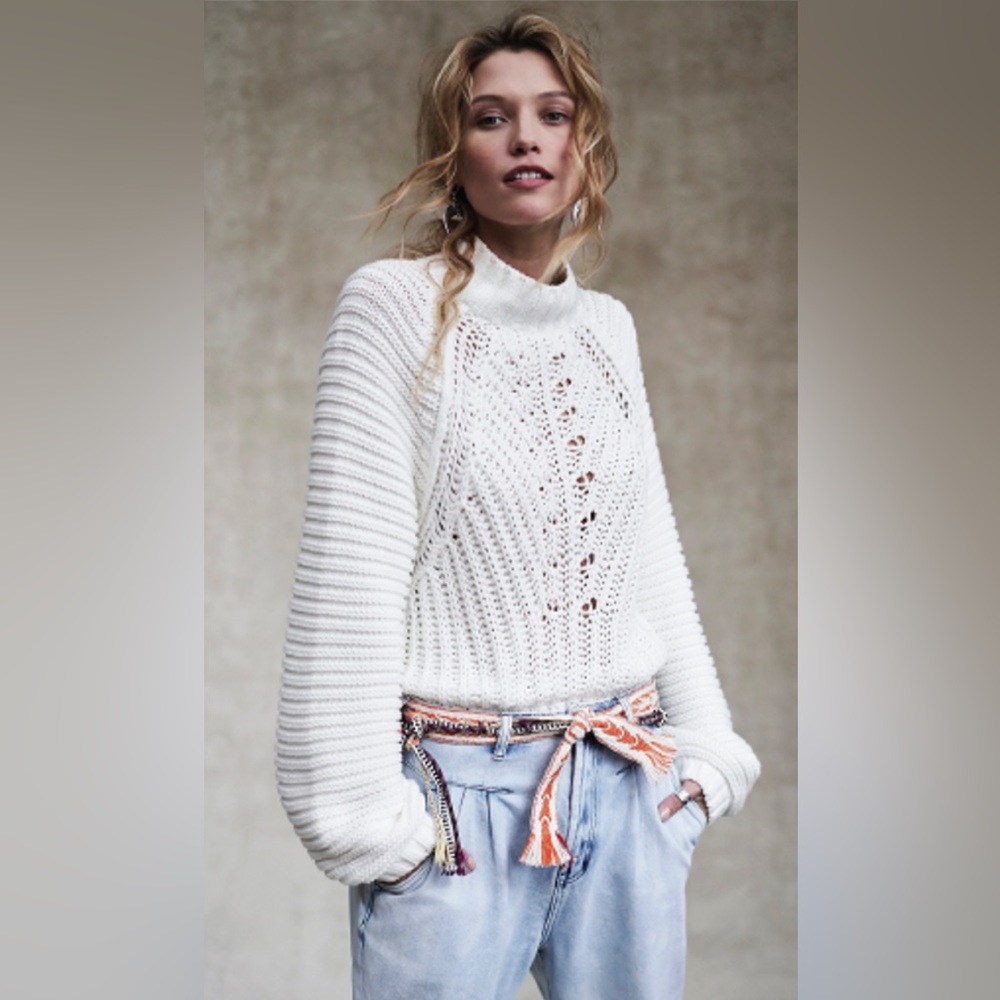 Free People Sweetheart Sweater in white. - Picture 1 of 6